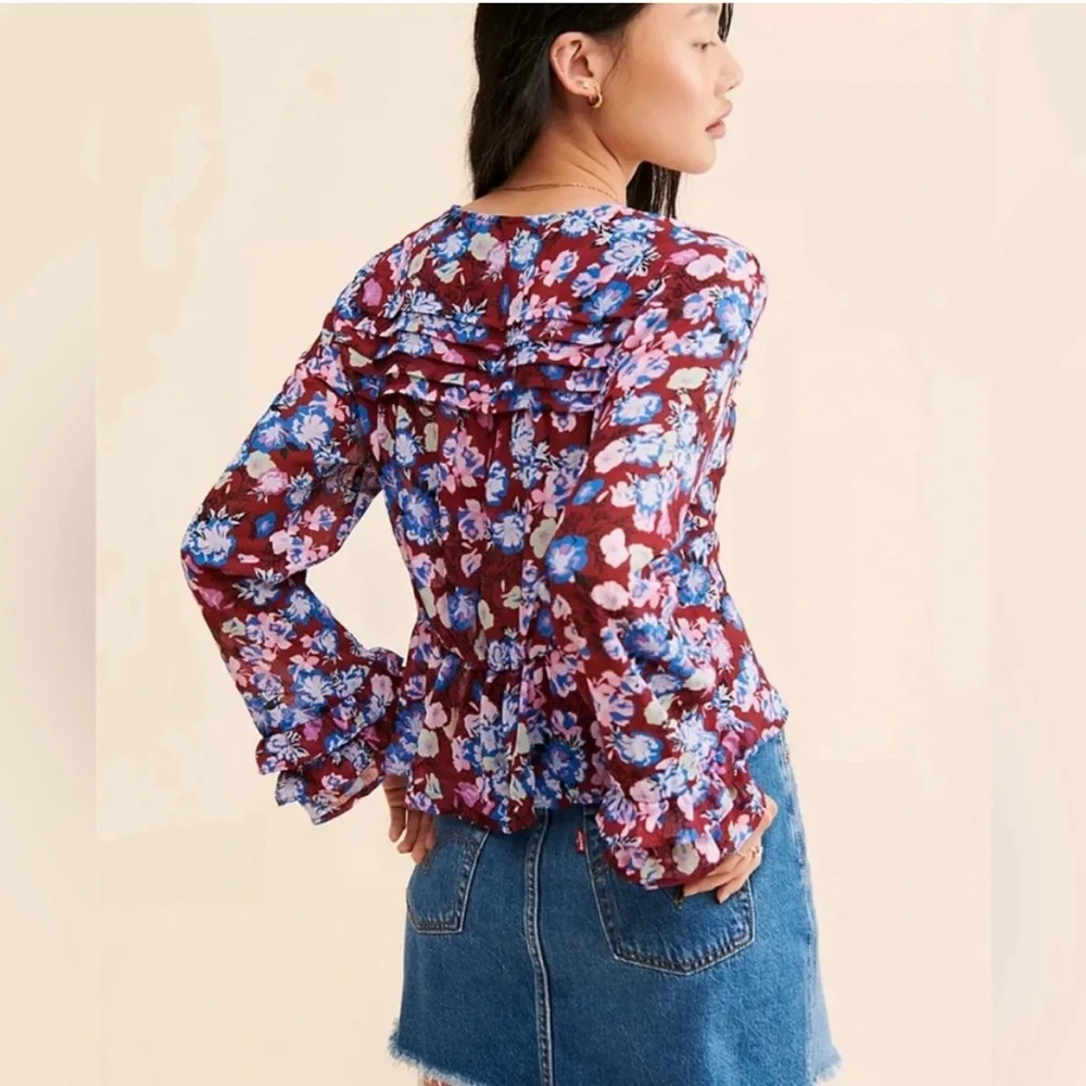 Free People - Maybel Floral Blouse-Size Medium - Picture 2 of 9